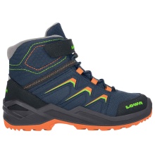 Lowa Winterschuhe Maddox Warm Mid GTX (Textil/Synthetik, wasserdicht) 2025 navyblau/orange Kinder
