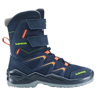Lowa Winterstiefel Maddox Warm High GTX (Textil/Synthetik, wasserdicht) 2025 navyblau/orange Kinder