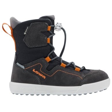 Lowa Winterstiefel Raik 2 High GTX (Veloursleder/Textil, wasserdicht) schwarz/orange Kinder