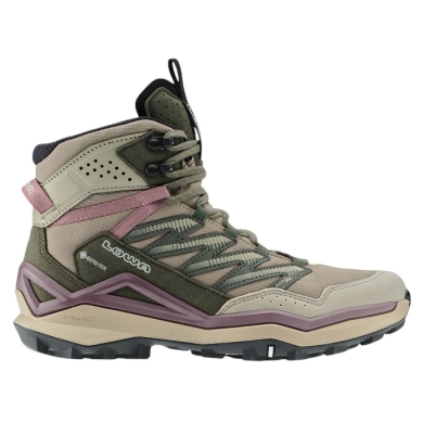 Lowa Wanderschuhe Maddox Mid GTX (All-Terrain, Textil/Synthetik, wasserdicht) braun/altrosa Damen