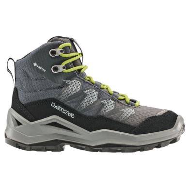 Lowa Wanderschuhe Maddox Pro Mid GTX Junior (Textil/Veloursleder, wasserdicht) schwarz/limone Kinder
