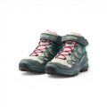 Lowa Wanderschuhe Maddox Pro Mid GTX Velcro Junior (Textil/Veloursleder, Klett­ver­schluss, wasserdicht) petrol/pink Kinder