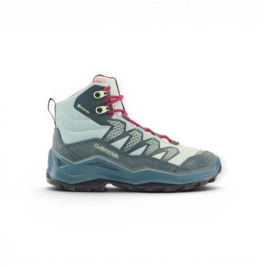 Lowa Wanderschuhe Maddox Pro Mid GTX Junior (Textil/Veloursleder, wasserdicht) petrolgrün/pink Kleinkinder