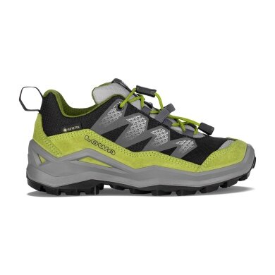 Lowa Wanderschuhe Maddox Pro Low GTX Junior (Textil/Veloursleder, wasserdicht) schwarz/limone Kinder