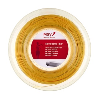 MSV Tennissaite Focus Hex (Haltbarkeit+Spin) gelb 200m Rolle