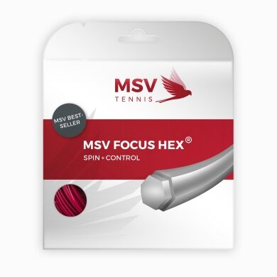 MSV Tennissaite Focus Hex (Haltbarkeit+Spin) rot 12m Set