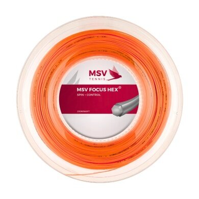 MSV Tennissaite Focus Hex (Haltbarkeit+Spin) orange 200m Rolle