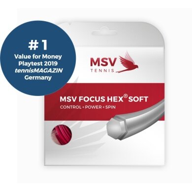 MSV Tennissaite Focus Hex Soft 1.25 (Haltbarkeit+Kontrolle+Power+Spin) rot 12m Set
