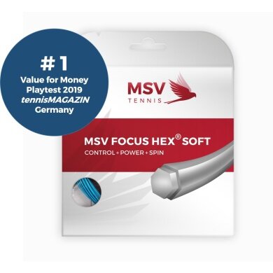 MSV Tennissaite Focus Hex Soft 1.15 (Haltbarkeit+Kontrolle+Power+Spin) hellblau 12m Set