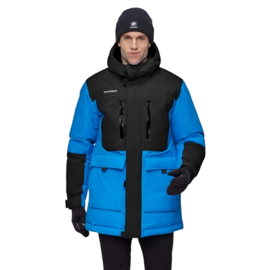 Mammut Winterjacke Arctic Insulated Hooded Parka (2-Lagen, wärmend dank Daunenfüllung) blau/schwarz Herren