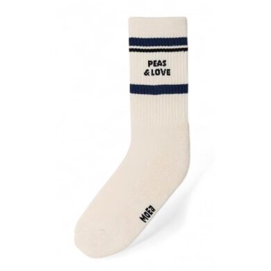 MoEa Tagessocke Crew Bamboo - Peas & Love - beige/navy - 1 Paar