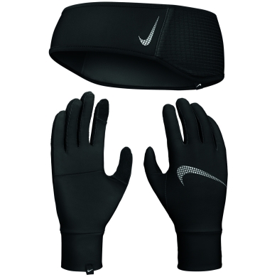 Nike Essential Stirnband + Handschuhe Set schwarz