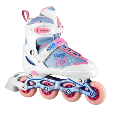 Nils Extreme Inline Skates NA18168A Princess (Rollen: 64/70mm/82A, Kugellager: ABEC 7) weiss/blau/pink Mädchen
