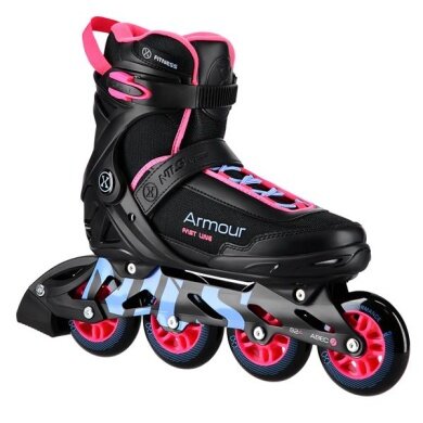 Nils Extreme Inline Skates NA22151 Armour (Rollen: 84mm/82A, Kugellager: ABEC 7) schwarz/rosa Damen