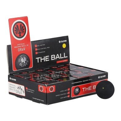OLIVER Squashball (1 gelber Punkt, Speed langsam) schwarz - 12er Box