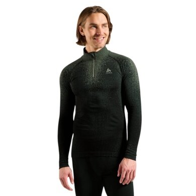 Odlo Langarmshirt Performance Warm Blackcomb (schnelltrocknend, nahtlos) Unterwäsche grün/schwarz Herren