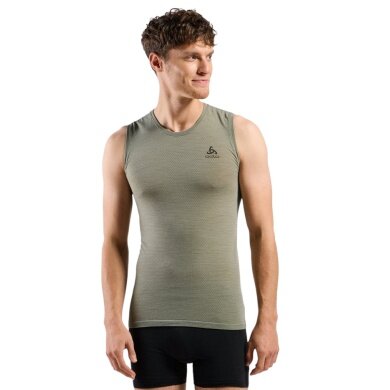 Odlo Funktionsunterwäsche Singlet Merino Performance 140 Seamless (Merinowolle, maximale Bewegungsfreiheit) grün Herren