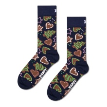 Happy Socks Tagessocke Crew Gingerbread Heart (Lebkuchen) Geschenkbox braun/navyblau/rot - 2 Paar
