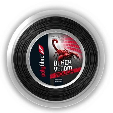 Polyfibre Tennissaite Black Venom Rough (Haltbarkeit+Spin) schwarz 200m Rolle