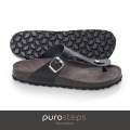 Purosteps Zehensandale Marbella Eco (Leder) schwarz/grau Damen