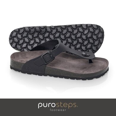 Purosteps Zehensandale Toledo Eco (Leder) schwarz/grau Herren