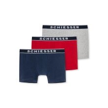 Schiesser Boxershorts 95/5 grau/blau/rot Herren 3er Pack