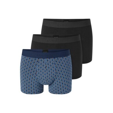 Schiesser Unterwäsche Boxershorts 95/5 Webgummibund 924 Herren-Shorts schwarz/blau Herren - 3 Stück