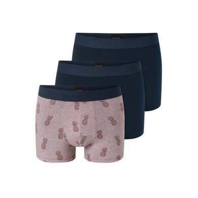 Schiesser Unterwäsche Boxershorts 95/5 Webgummibund 926 Herren-Shorts dunkelblau/braun Herren - 3 Stück