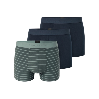 Schiesser Unterwäsche Boxershorts 95/5 Webgummibund 910 dunkelblau/mineral gestreift Herren - 3 Stück