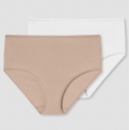 Schiesser Midi Slip 95/5 Organic Cotton Unterwäsche weiss/beige Damen - 2 Stück