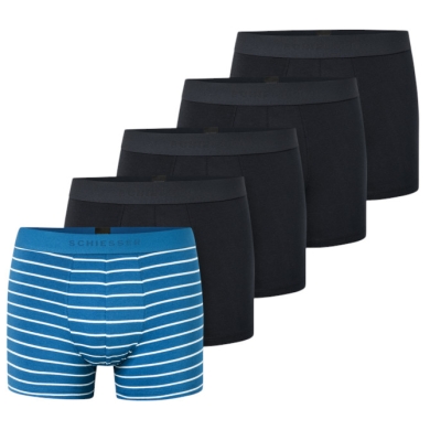 Schiesser Unterwäsche Boxershorts 95/5 Organic Cotton Webgummibund mehrfarbig schwarz/blau Herren - 5 Stück