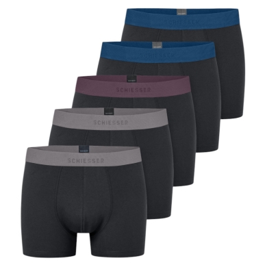 Schiesser Unterwäsche Boxershorts 95/5 Organic Cotton Webgummibund mehrfarbig schwarz Herren - 5 Stück