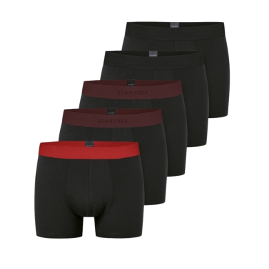 Schiesser Unterwäsche Boxershorts 95/5 Organic Cotton Webgummibund mehrfarbig schwarz Herren - 5 Stück