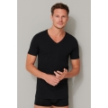 Schiesser T-Shirt V-Ausschnitt 95/5 Kurzarm (95% Baumwolle) Unterwäsche schwarz Herren - 2er Pack
