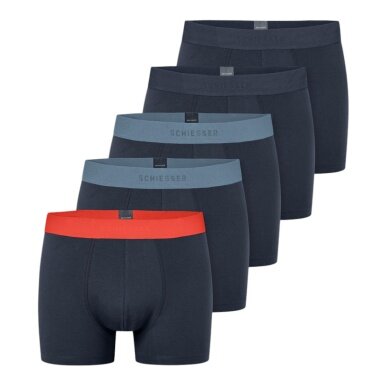 Schiesser Unterwäsche Boxershorts 95/5 Organic Cotton Webgummibund dunkelblau Herren - 5 Stück