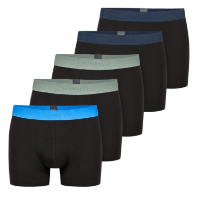 Schiesser Unterwäsche Boxershorts 95/5 Organic Cotton Webgummibund schwarz Herren - 5 Stück
