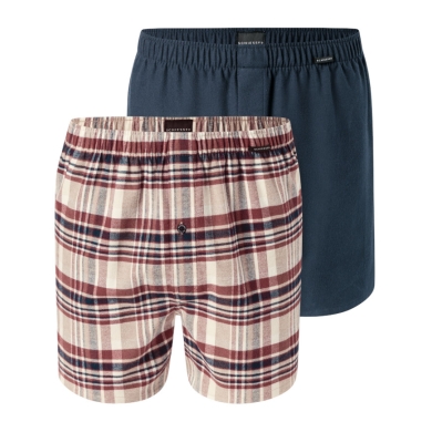 Schiesser Unterwäsche Boxershorts Webware X-Mas mehrfarbig dunkelblau/braun Herren - 2 Stück