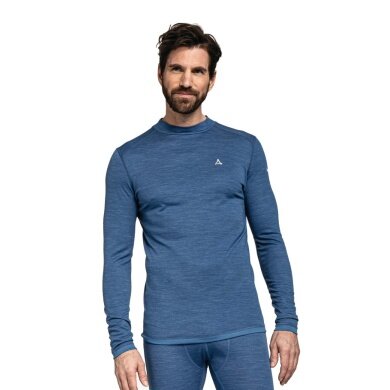 Schöffel Funktionsunterwäsche Langarmshirt Merino Turtle Neck (schnelltrocknend) blau Herren