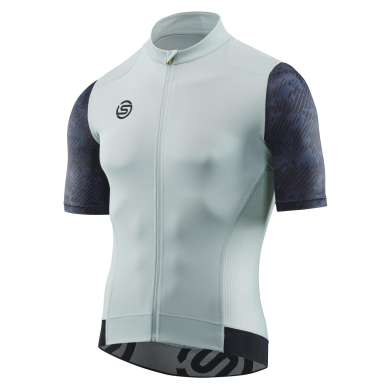 Skins Fahrrad-Shirt Cycle Elite Jersey (Front-Reißverschluss, schnelltrocknend) moosgrün/grau Herren