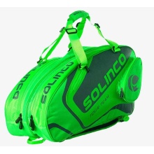 Solinco Racketbag Tour Team Blackout (Schlägertasche, 3 Hauptfächer, Thermofach, Schuhfach) grün/schwarz 15er