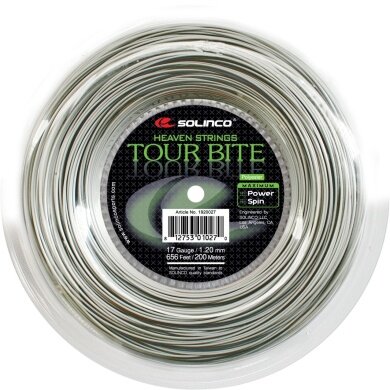 Solinco Tennissaite Tour Bite (Haltbarkeit+Spin) silber 200m Rolle