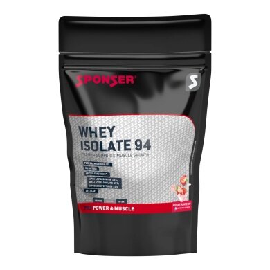 Sponser Whey Isolate 94 Proteinpulver (reines Whey Isolate CFM, max. Eiweißgehalt, laktosefrei) Erdbeere 1500g Stehbeutel
