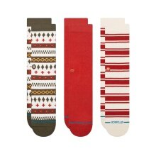 Stance Tagessocke Cabin Days Crew olive/rot/weiss - 3 Paar