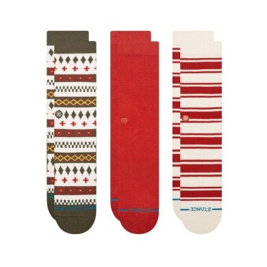Stance Tagessocke Cabin Days Crew olive/rot/weiss - 3 Paar