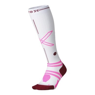STOX Energy Socks Kompressionssocke Running Socks (fördert Durchblutung) weiss/bordeauxrot Damen - 1 Paar