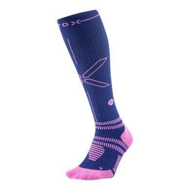 STOX Energy Socks Kompressionssocke Running Socks (fördert Durchblutung) dunkelblau/pink Damen - 1 Paar