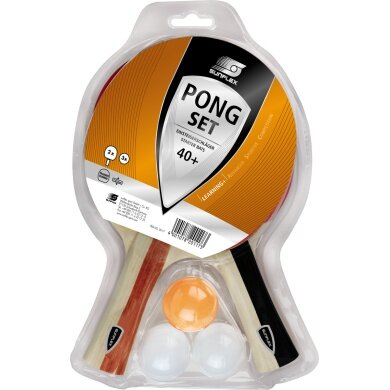 Sunflex Tischtennisschläger Set Pong - 2 Trainingsschlägern, Noppen innen mit 1,0mm Schwamm + 3 Bälle