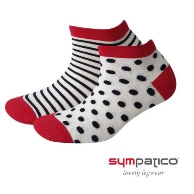 Sympatico Tagessocke Sneaker Marina (Baumwolle) gemustert beige/blau/rot - 2 Paar