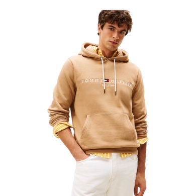 Tommy Hilfiger Kapuzenpullover Flex-Fleece Logo Hoodie (Baumwollmix) camelbraun Herren