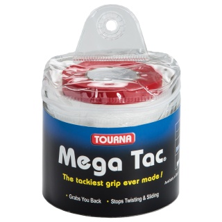Tourna Overgrip Mega Tac (extreme Griffigkeit, haltbar, breit) weiss 30er Clip-Beutel